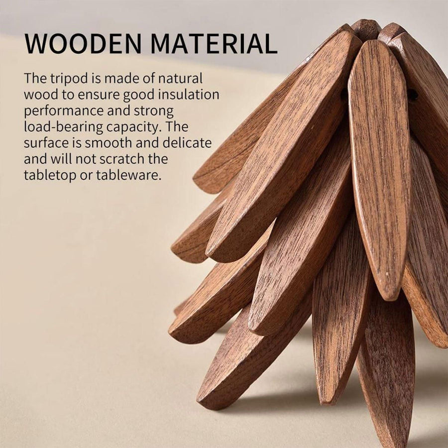 Solid Wooden Trivet for Hot Dish Walnut Christmas Tree Table Heat-Resistant Mat - Brown-4pcs