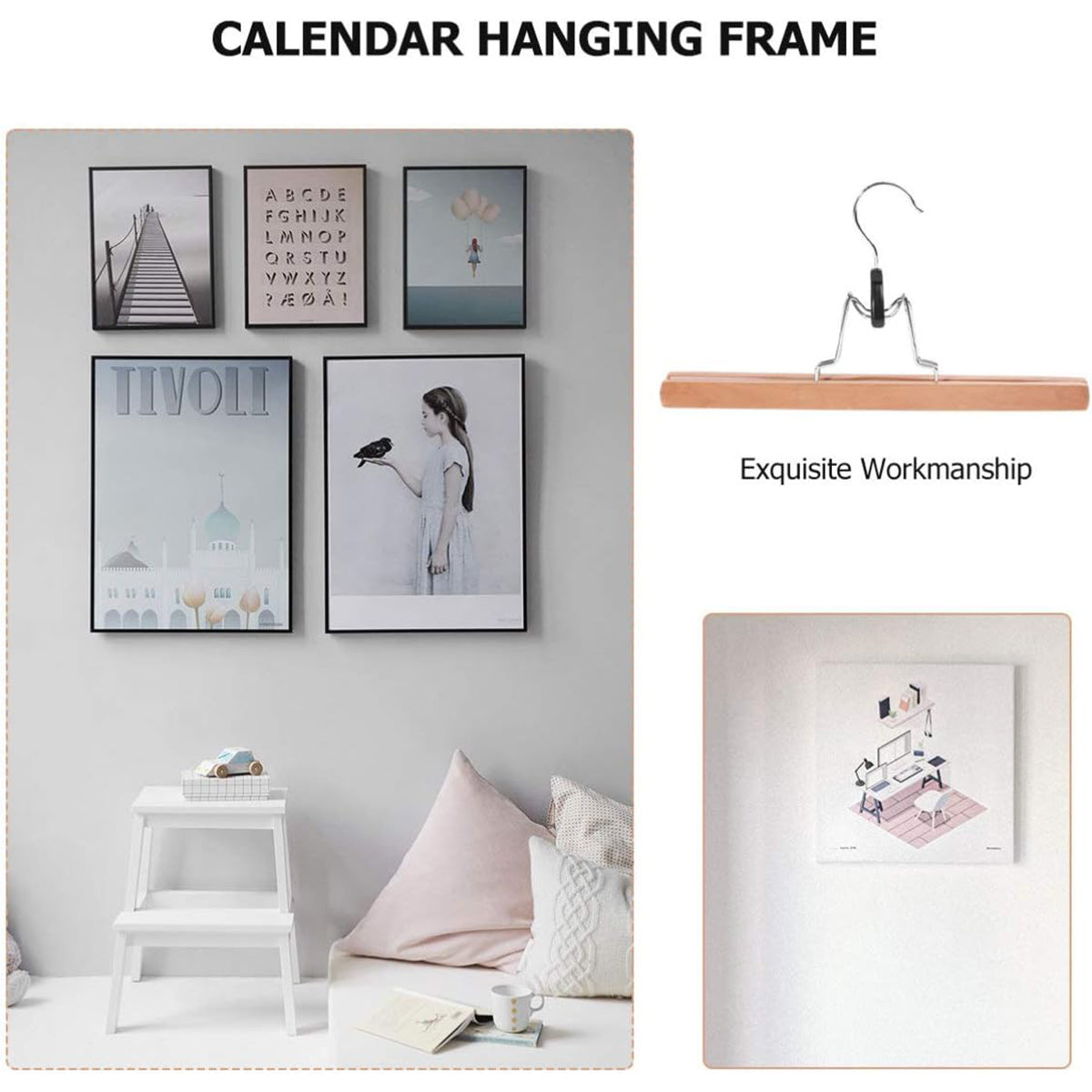 10pcs Solid Wood Skirt Clip Non Slip Hanger Flannel Trouser Clothes Organizer - Dark Brown