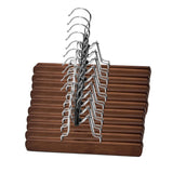 10pcs Solid Wood Skirt Clip Non Slip Hanger Flannel Trouser Clothes Organizer - Dark Brown - Close-Up Angle