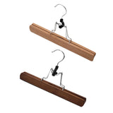 10pcs Solid Wood Skirt Clip Non Slip Hanger Flannel Trouser Clothes Organizer - Light Brown - Front View