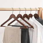 20pcs Wooden Clothes Hangers Household Wardrobe Storage Rack Hanging Coat Shelf