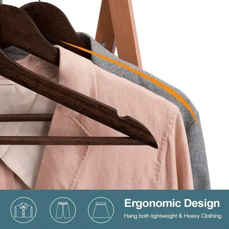 20pcs Wooden Clothes Hangers Household Wardrobe Storage Rack Hanging Coat Shelf