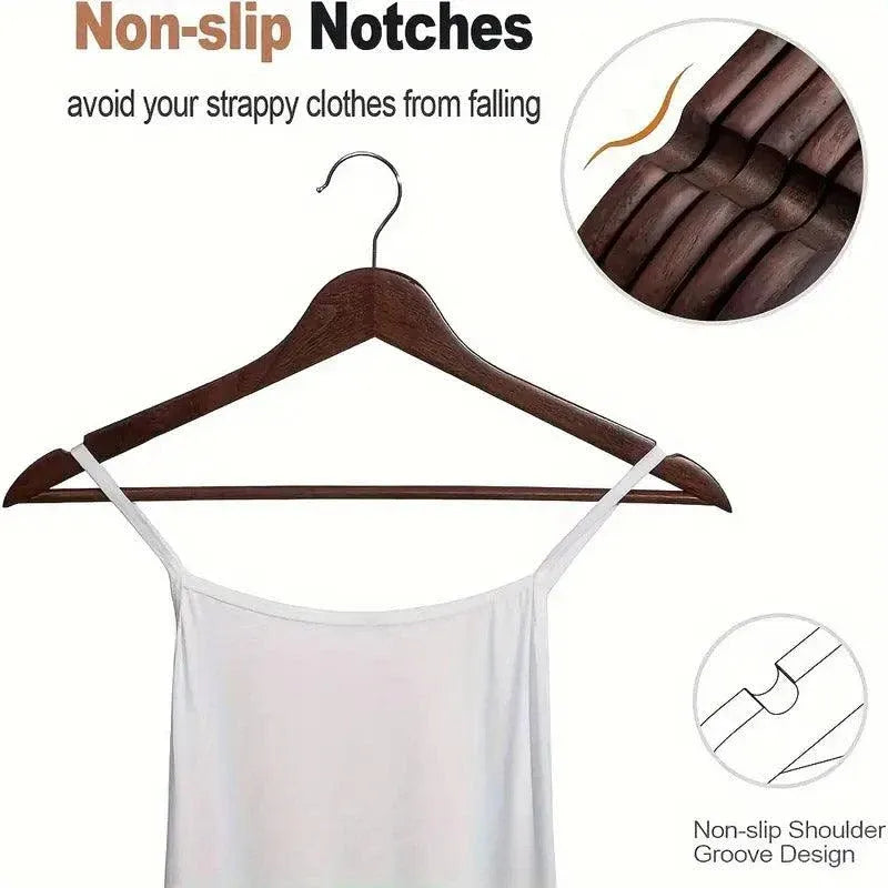 20pcs Wooden Clothes Hangers Household Wardrobe Storage Rack Hanging Coat Shelf