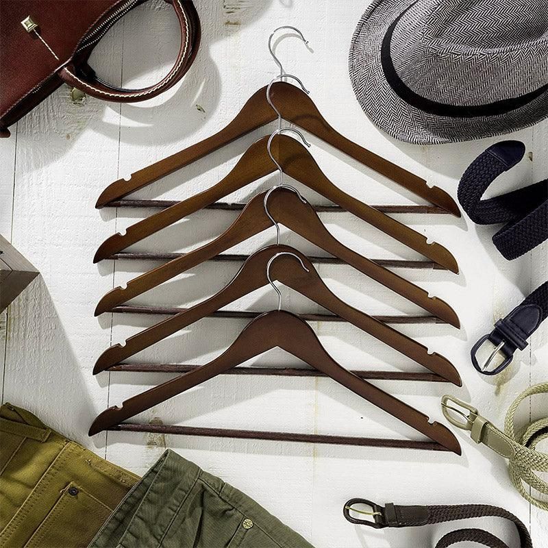 20pcs Wooden Clothes Hangers Household Wardrobe Storage Rack Hanging Coat Shelf