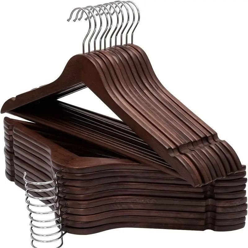 20pcs Wooden Clothes Hangers Household Wardrobe Storage Rack Hanging Coat Shelf