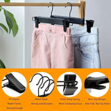 20pcs Black Plastic Pants Hanger Trousers Clips Durable Non Slip Clothes Hanger - 45-Degree Angle