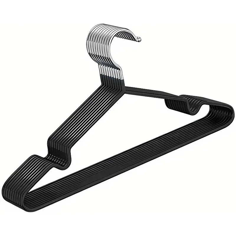 Clothes Hangers 10 Pack Anti Slip Plastic Hanger Clothes Rack Organizer - Black