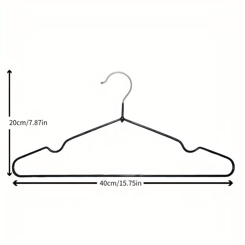 Clothes Hangers 10 Pack Anti Slip Plastic Hanger Clothes Rack Organizer - Black