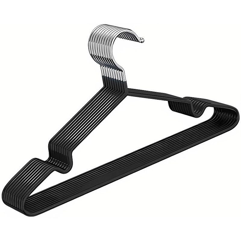 Clothes Hangers 10 Pack Anti Slip Plastic Hanger Clothes Rack Organizer - Black
