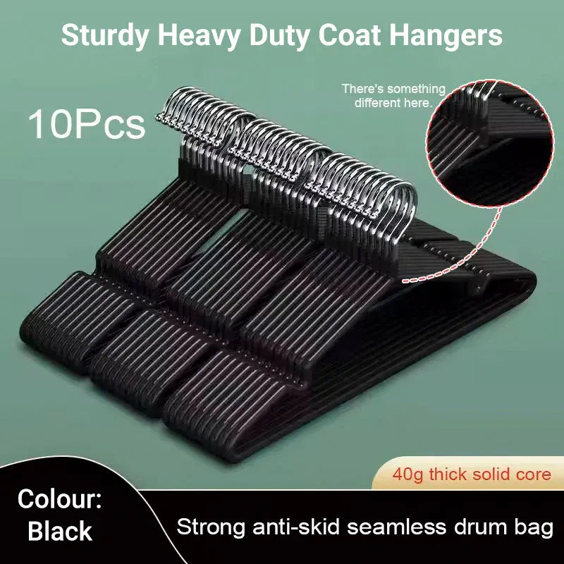 Clothes Hangers 10 Pack Anti Slip Plastic Hanger Clothes Rack Organizer - Grey