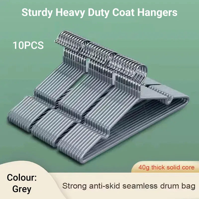 Clothes Hangers 10 Pack Anti Slip Plastic Hanger Clothes Rack Organizer - Grey