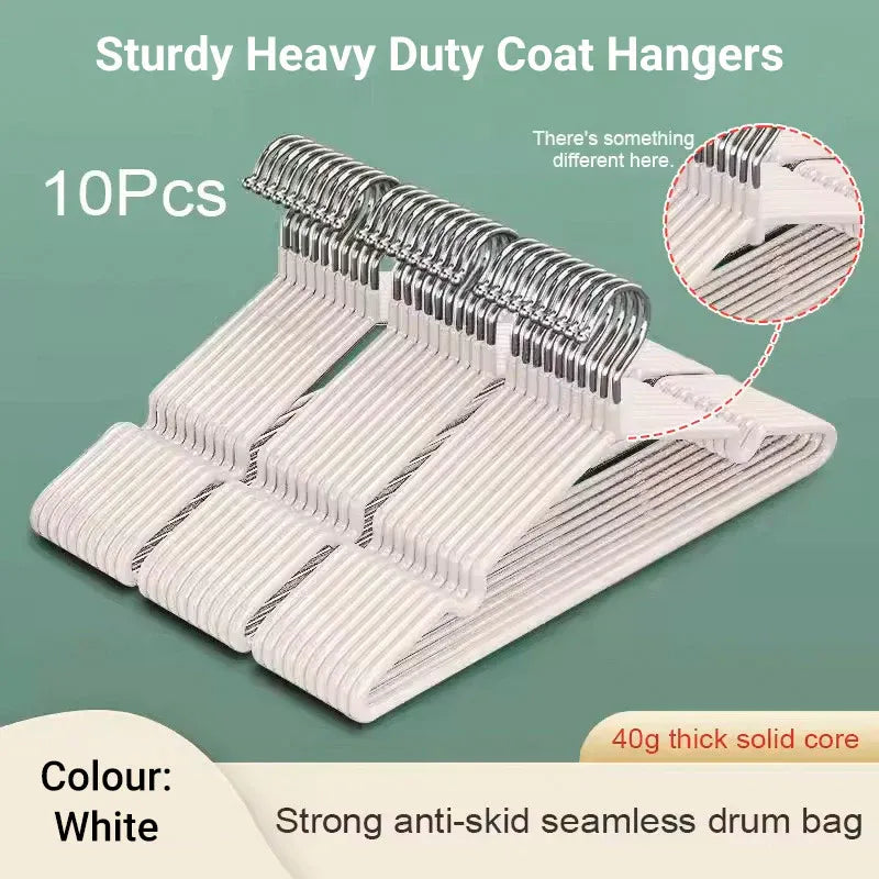 Clothes Hangers 10 Pack Anti Slip Plastic Hanger Clothes Rack Organizer - Grey