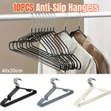 Clothes Hangers 10 Pack Anti Slip Plastic Hanger Clothes Rack Organizer - Grey