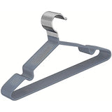 Clothes Hangers 10 Pack Anti Slip Plastic Hanger Clothes Rack Organizer - Grey - Close-Up Angle
