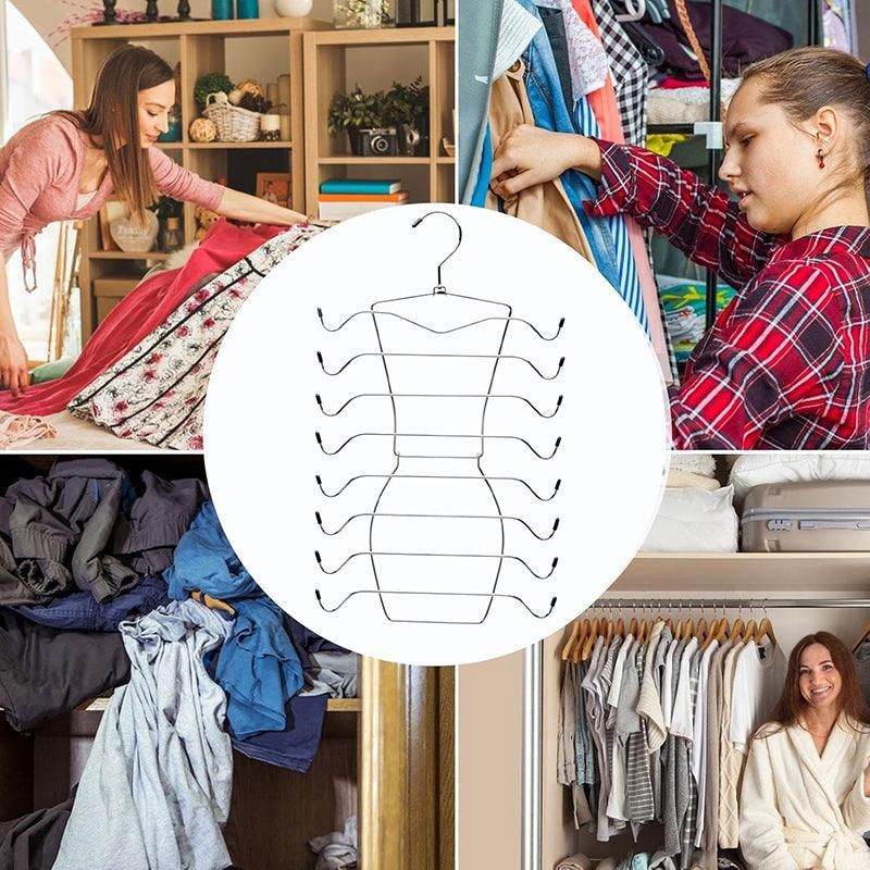 2pcs 8 Tier Metal Clothes Hanger Underwear Storage Organizer Stainless Steel