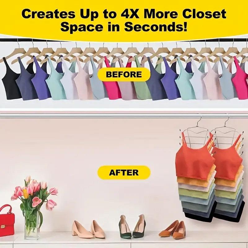 2pcs 8 Tier Metal Clothes Hanger Underwear Storage Organizer Stainless Steel