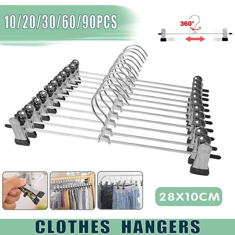 Metal Clip Hangers Clothes Trousers Skirts Pants Coat Non Slip Bulk Clothing Rack - 10PCS