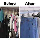 Metal Clip Hangers Clothes Trousers Skirts Pants Coat Non Slip Bulk Clothing Rack - 10PCS - Side View