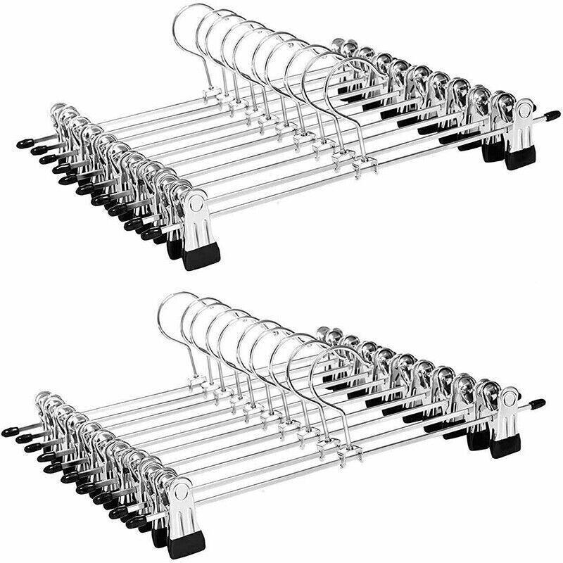 Metal Clip Hangers Clothes Trousers Skirts Pants Coat Non Slip Bulk Clothing Rack - 10PCS