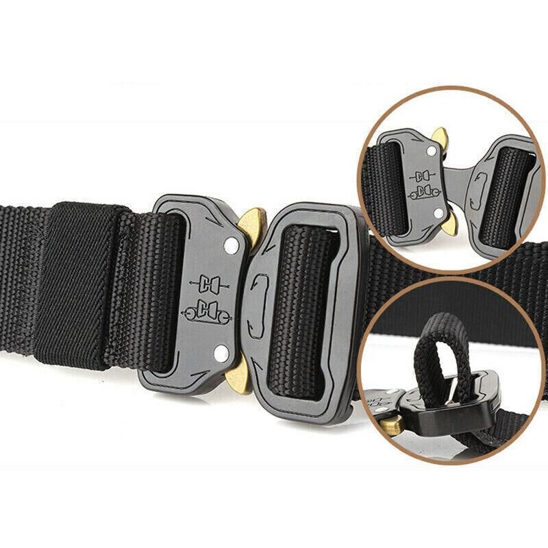 Mens Canvas Outdoor Tactical Belt Heavy Duty Army Waist Web Strap Waistband Hot - Army Green
