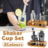 Cocktail Shaker Set Bar Tools Stainless Steel Mixing Glasses Drink Shaker Cups - Black