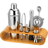 Cocktail Shaker Set Bar Tools Stainless Steel Mixing Glasses Drink Shaker Cups - Black