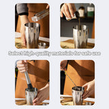 Cocktail Shaker Set Bar Tools Stainless Steel Mixing Glasses Drink Shaker Cups - Silver - Top-Down View