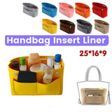 Travel Organiser Handbag Felt Bag Tote Insert Liner Purse Pouch Women 25*16*9Cm - Coffee