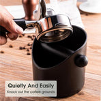 Coffee Knock Box Espresso Grounds Bin with Non Slip Base and Rubber Knock Bar 550ml