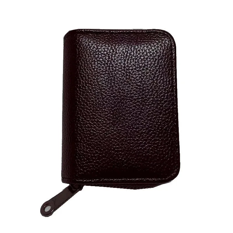 Compact Zipper Organ Card Cover Holder Wallet ID Bag Short Coin Purse Pockets - Brown