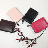 Compact Zipper Organ Card Cover Holder Wallet ID Bag Short Coin Purse Pockets - Brown - Side View