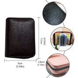 Compact Zipper Organ Card Cover Holder Wallet ID Bag Short Coin Purse Pockets - Brown - Top-Down View