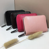 Compact Zipper Organ Card Cover Holder Wallet ID Bag Short Coin Purse Pockets - Brown - Extra Image