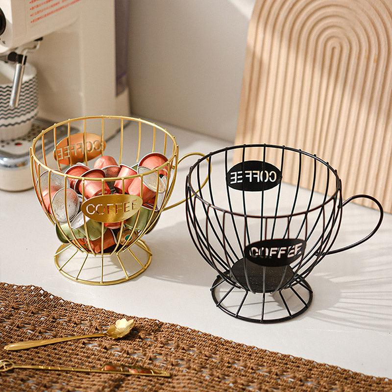 Snacks and Candy Organizer Coffee Capsules Shelf Storage for Kitchen and Pantry - Black