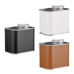 Airtight Coffee Canister Storage Jar Pour Valve Leather 9.6 x 7 x 9.3cm - White