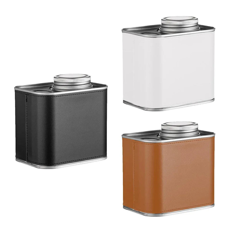 Airtight Coffee Canister Storage Jar Pour Valve Leather 9.6 x 7 x 9.3cm - White