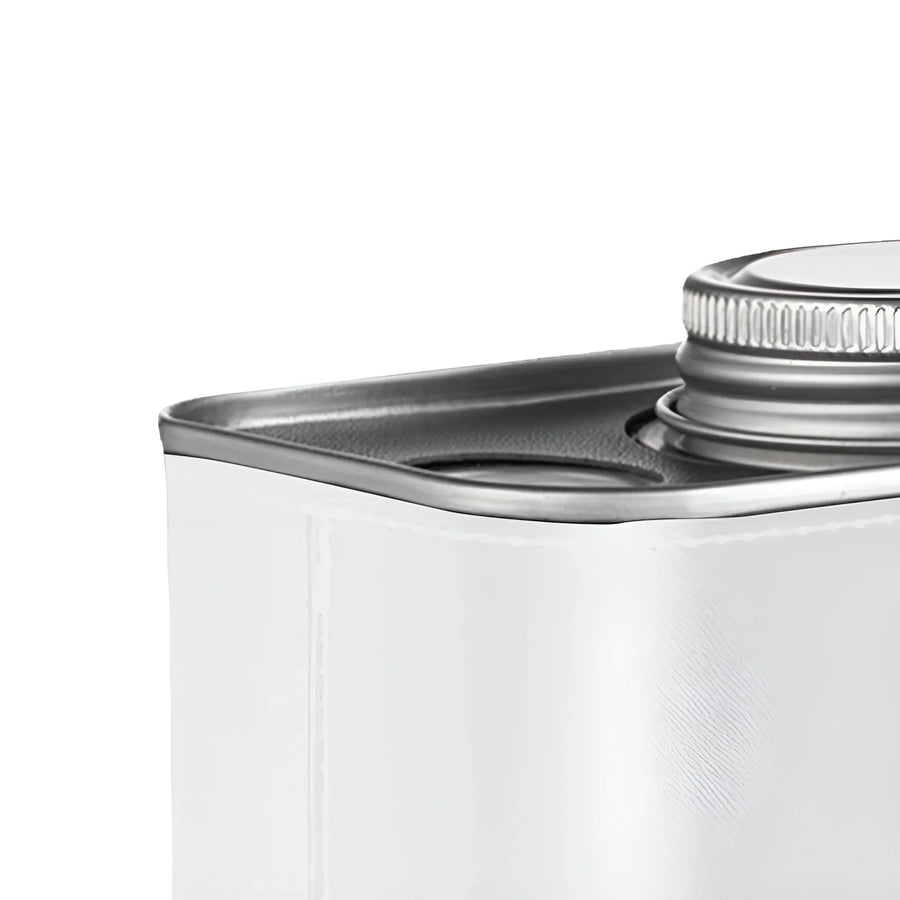 Airtight Coffee Canister Storage Jar Pour Valve Leather 9.6 x 7 x 9.3cm - White