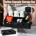 Wooden 4-Compartment Coffee Capsule Storage Box for Kitchen Cafe Desktop Storage