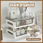 Drawer Desktop Storage Organizer Two Tier Shelf Home Office Desk Organizer Unit
