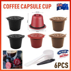 6Pcs For Nespresso Maker Machine Reusable Filter Coffee Capsule Pods