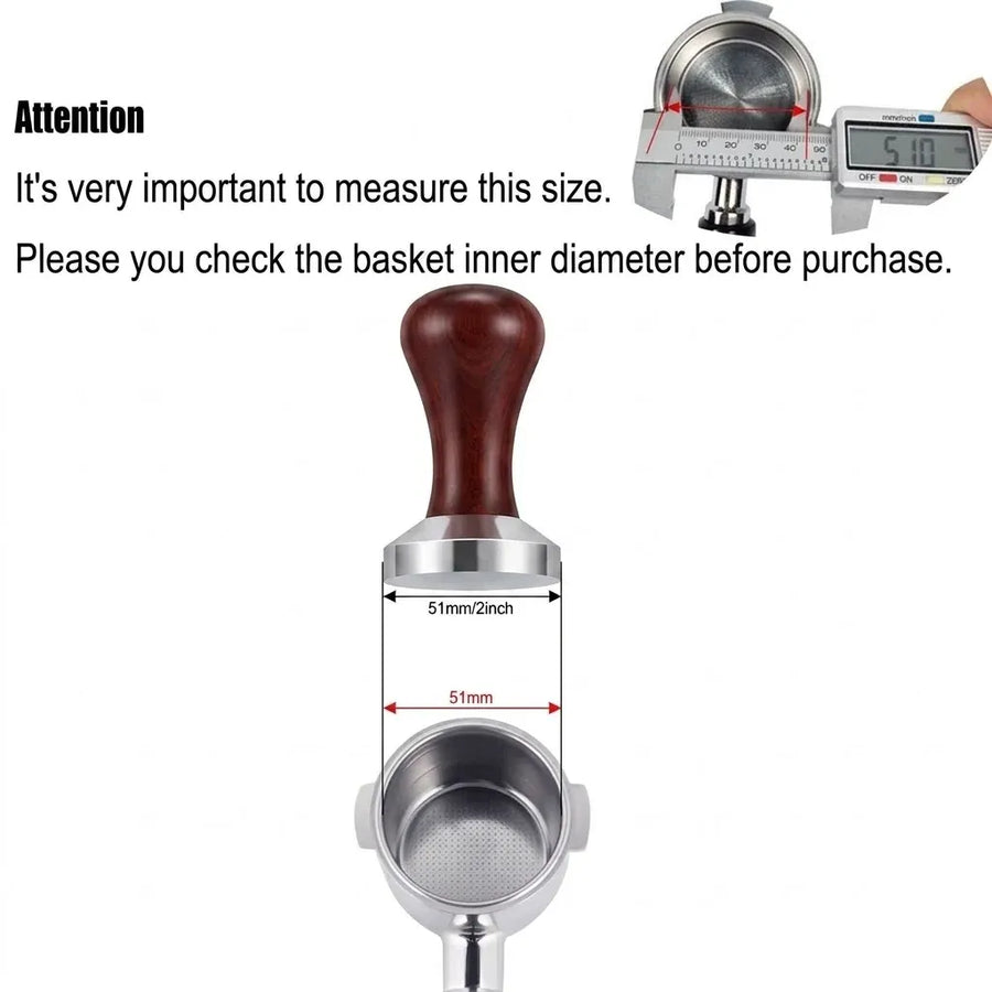 51mm Coffee Tamper Aluminum Alloy Base Wooden Handle for Espresso Machine