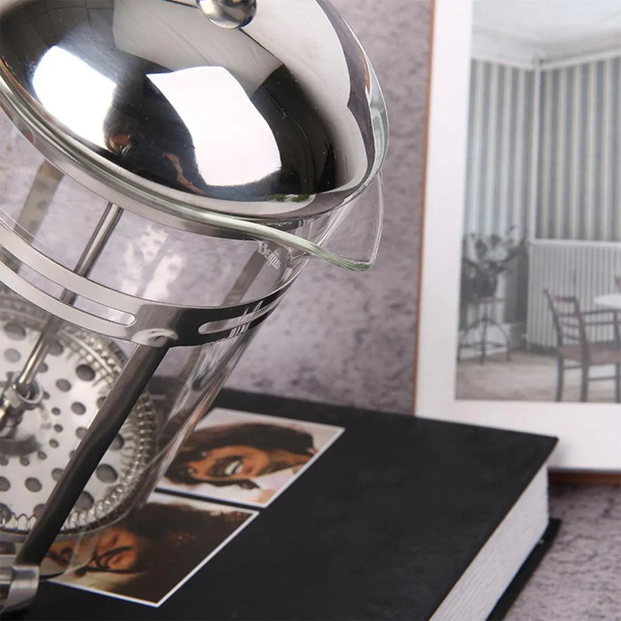 350ml 600ml Stainless Steel Glass French Press Coffee Tea Maker for Home Office - 600ML