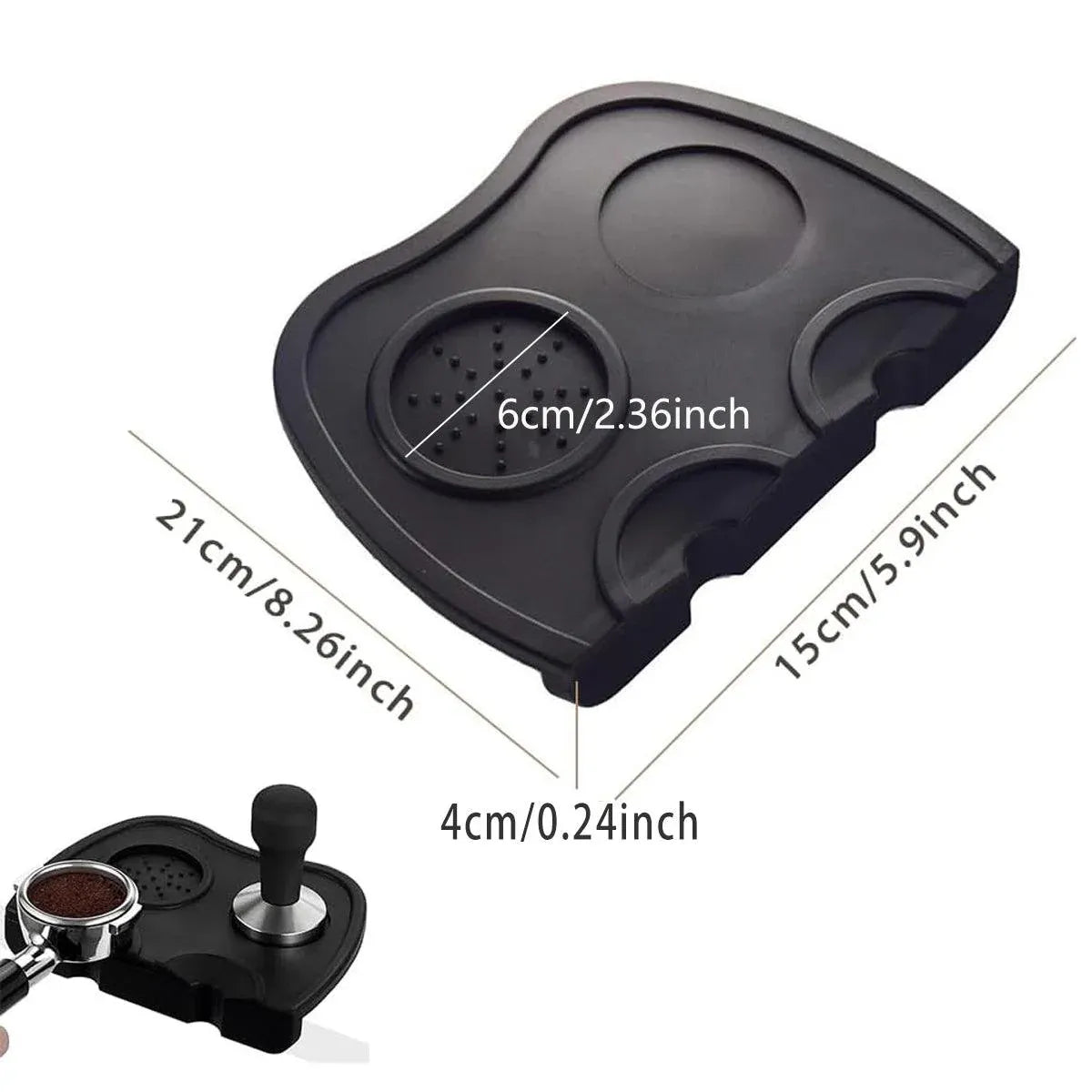 Double Slot Silicone Coffee Tamper Mat | Non-Slip Corner Tamping Pad 21×15×4cm