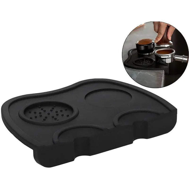 Double Slot Silicone Coffee Tamper Mat | Non-Slip Corner Tamping Pad 21×15×4cm