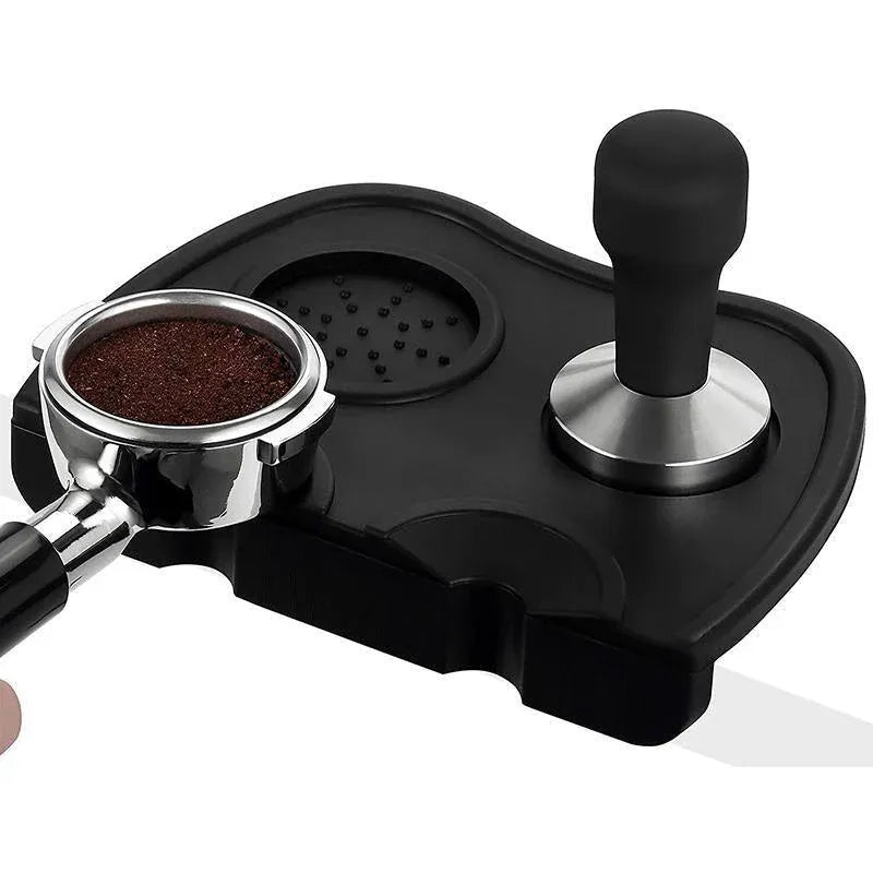 Double Slot Silicone Coffee Tamper Mat | Non-Slip Corner Tamping Pad 21×15×4cm