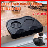 Double Slot Silicone Coffee Tamper Mat | Non-Slip Corner Tamping Pad 21×15×4cm
