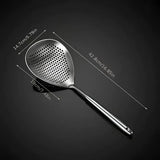 304 Stainless Steel Kitchen Colander Long Handle Noodle Dumpling Strainer Spoon - Stainless steel - 45-Degree Angle