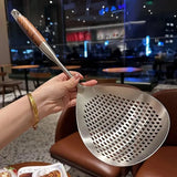 304 Stainless Steel Kitchen Colander Long Handle Noodle Dumpling Strainer Spoon - Stainless steel - Extra Image