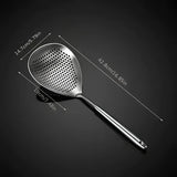 304 Stainless Steel Kitchen Colander Long Handle Noodle Dumpling Strainer Spoon - Stainless steel - Top-Down View