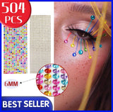 504Pcs Self-Adhesive Acrylic Rhinestone Sticker Decals 6mm - Silver